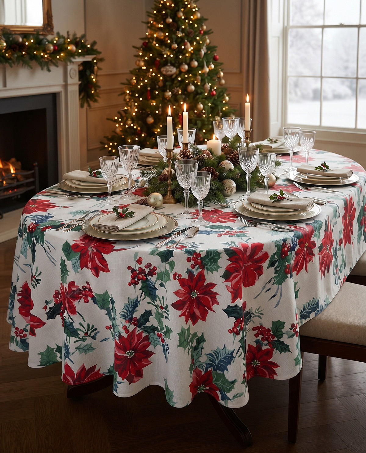 Laura Ashley Christmas Floral Tablecloth
