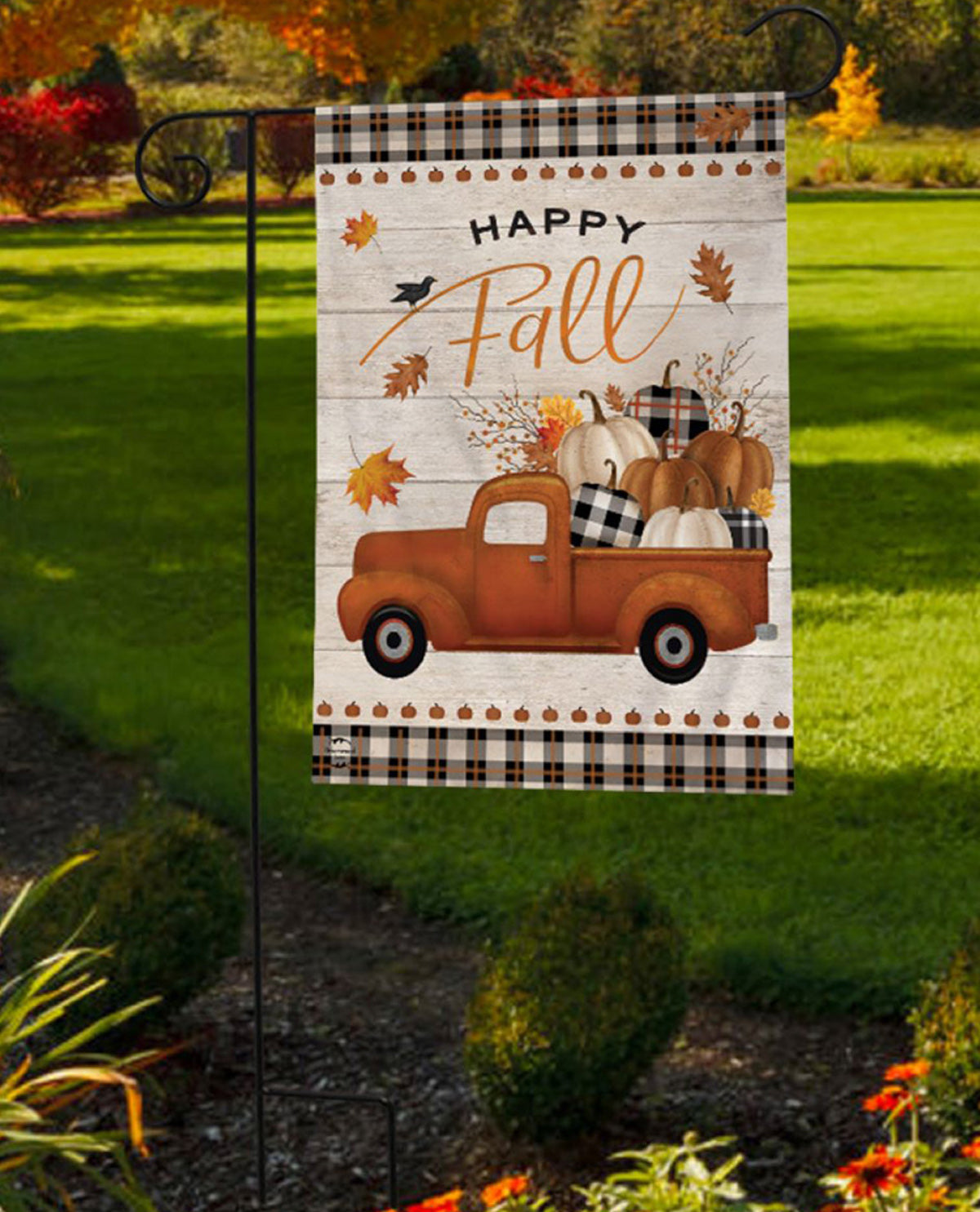 Happy Fall Pickup Truck Garden Flag