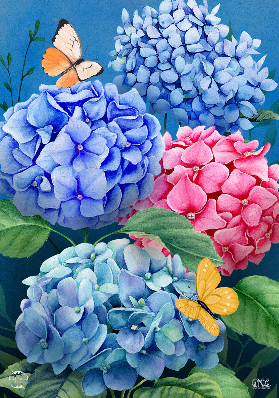 Colorful Hydrangeas Garden Flag