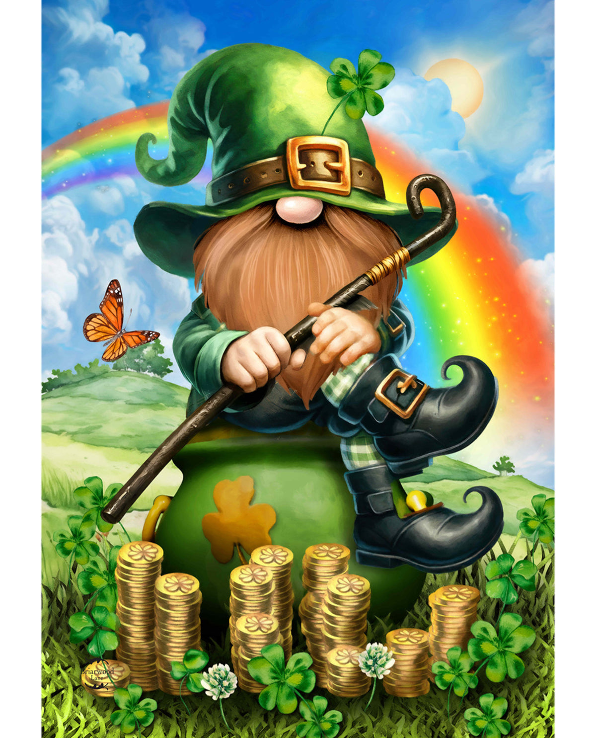 Lucky Irish Gnome Garden Flag