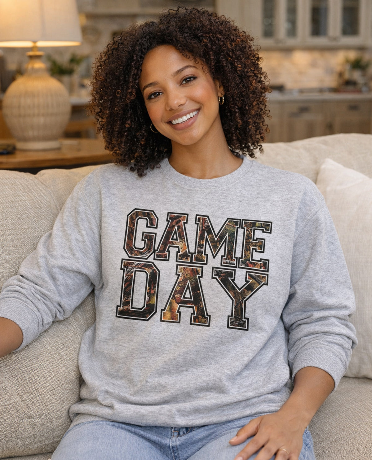 Sugar Stitch Gameday Camo Tee Gray