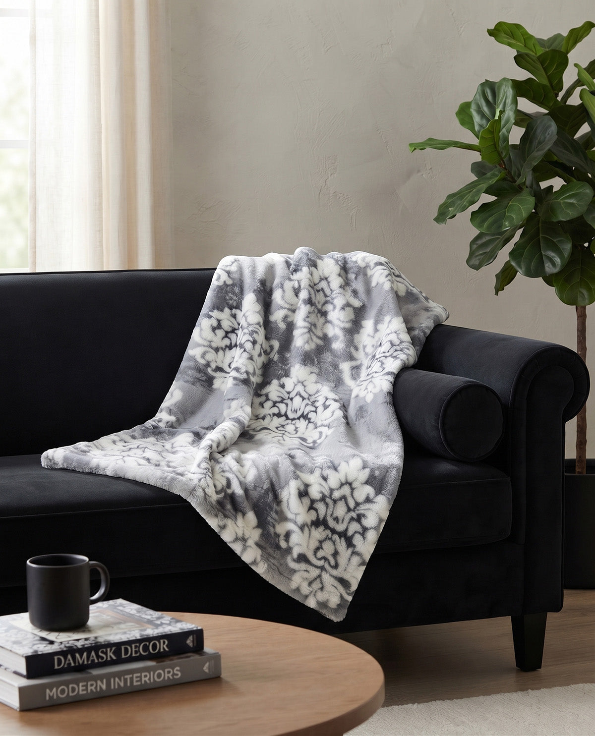 Floral Grey 50x70" Plush Throw
