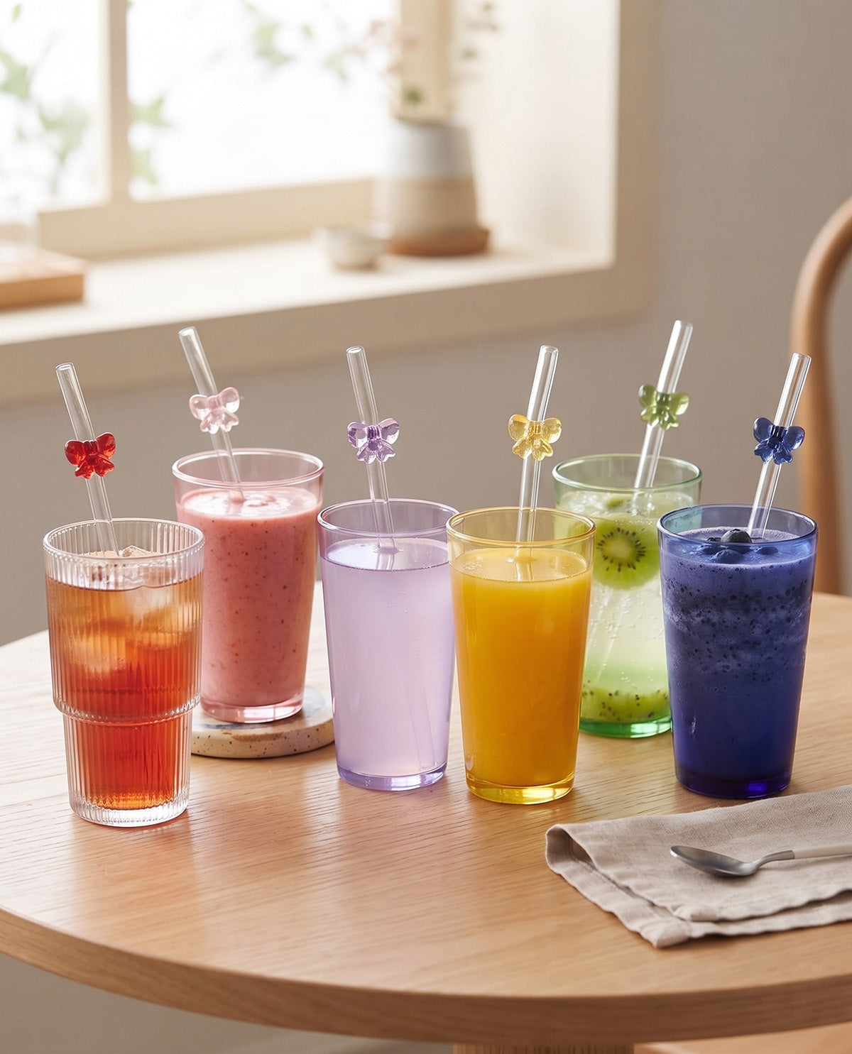 6pk Glass Straws - Bows