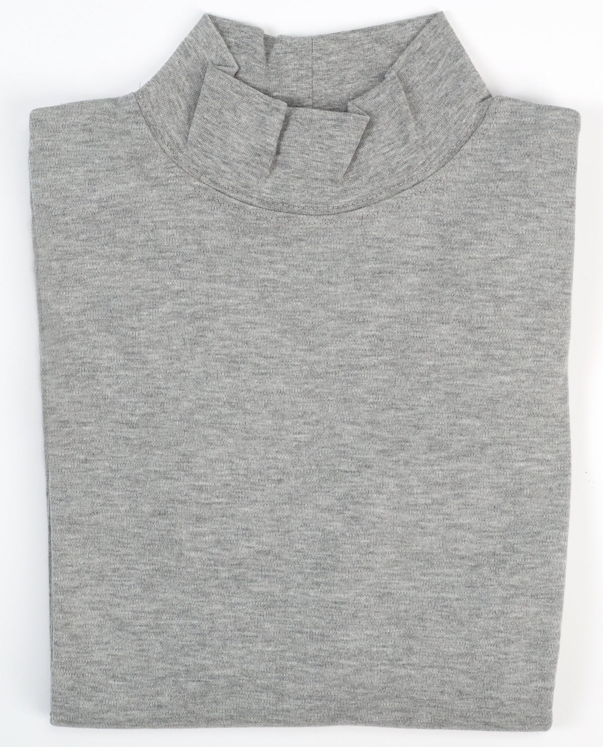 Folded gray turtleneck shirt on a white background