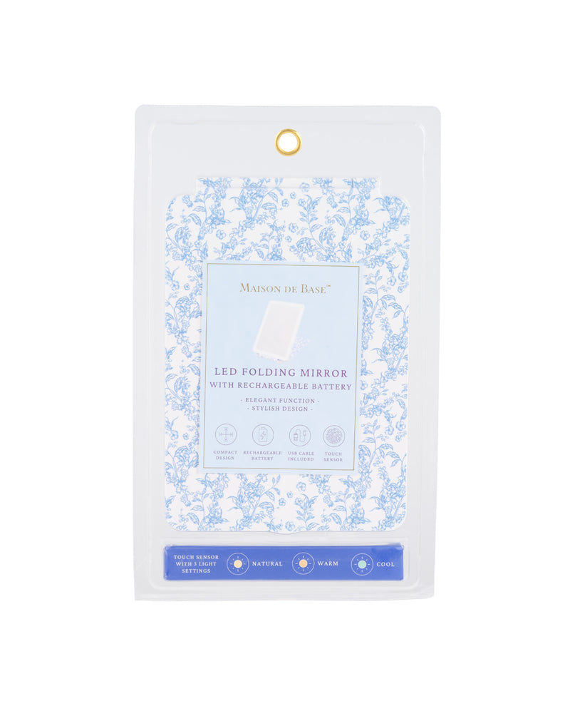 Travel Light-Up Mirror With Rechargeable Battery - Blue