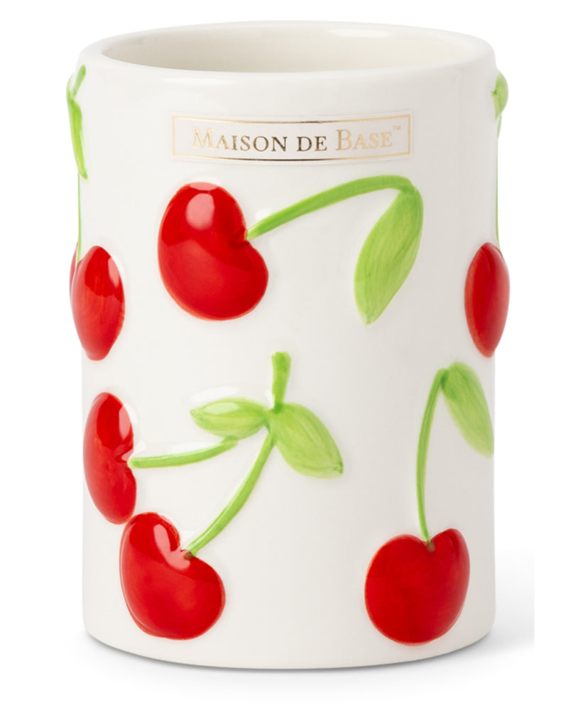 Ceramic Cherry Brush Holder
