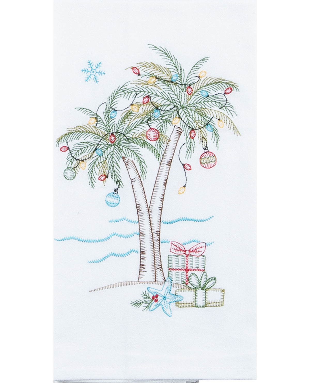 Holiday Palm Trees Embroidered Flour Sack Towel