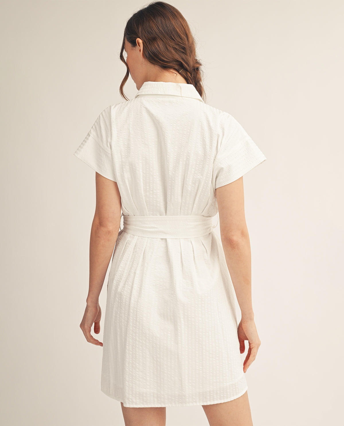 Jodifl Tie Waist Shirt Dress White