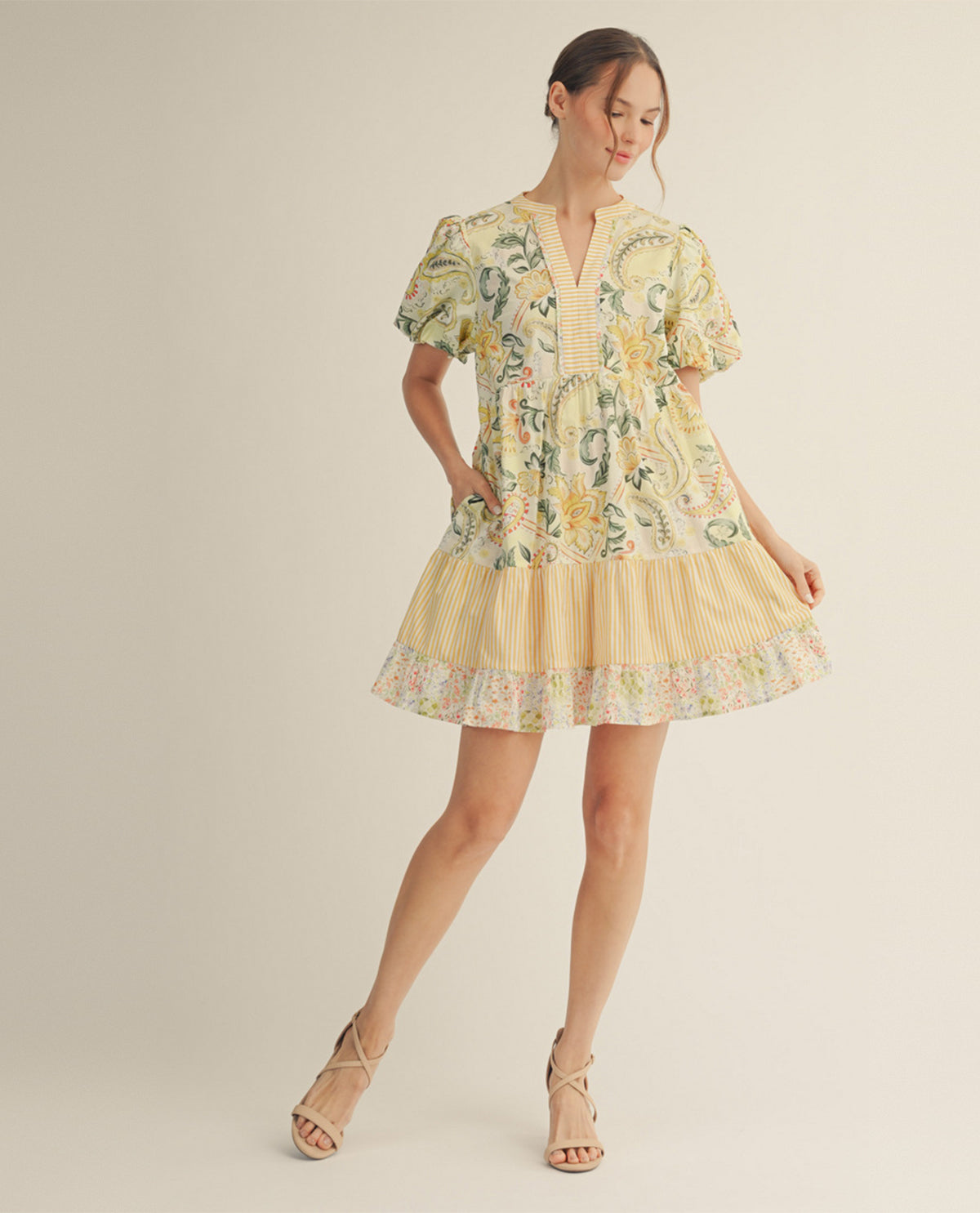 Jodifl Mixed Print Dress Yellow