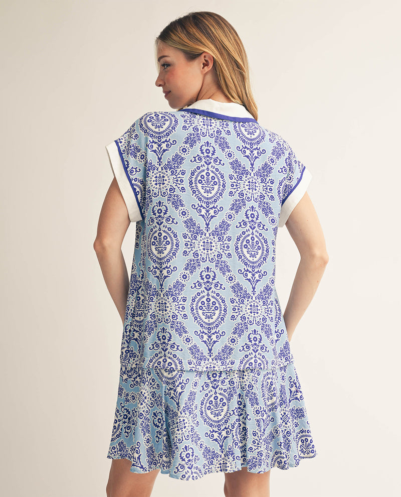 Jodifl Print Dress With Solid Trim