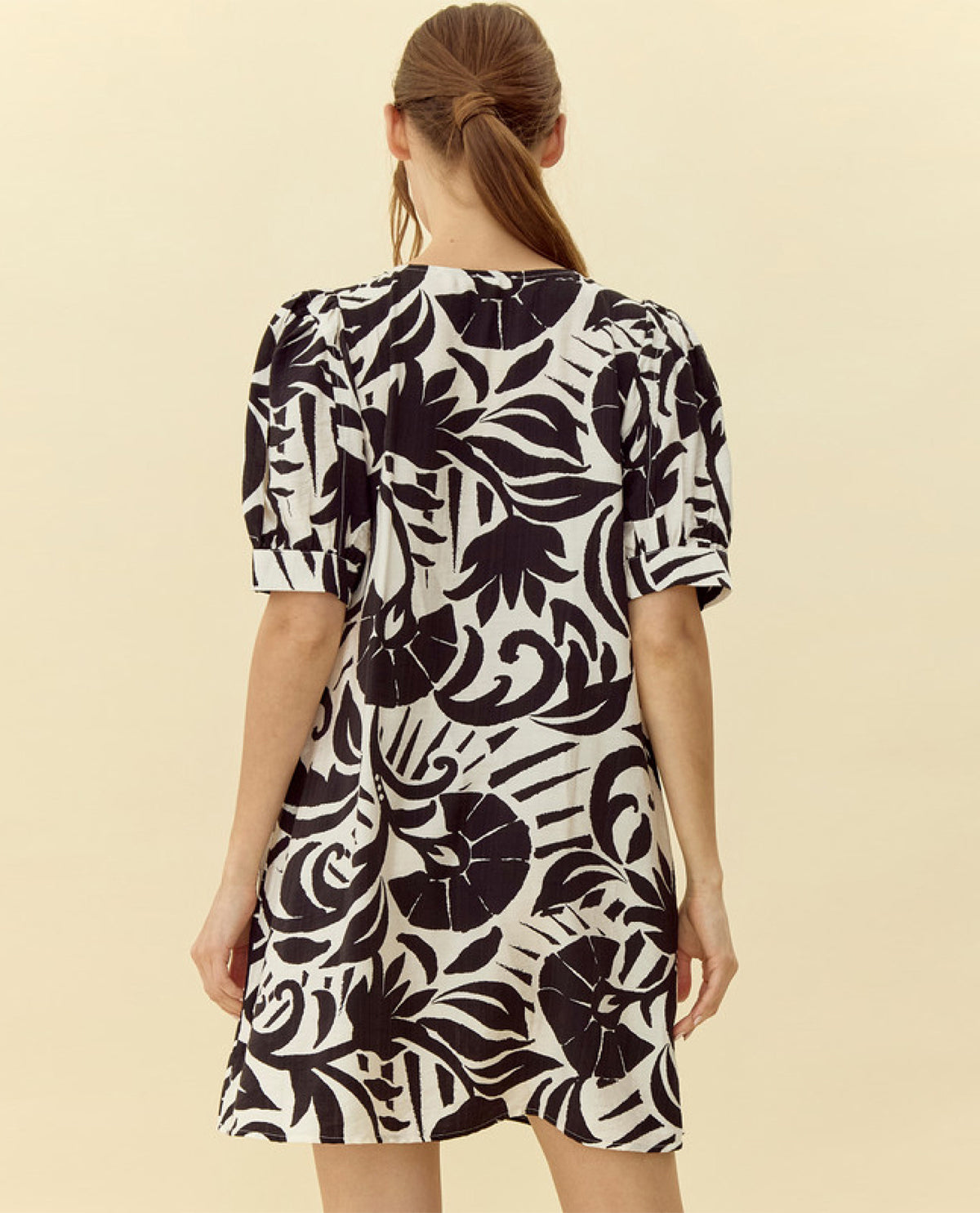 Puff Sleeve Printed Mini Dress