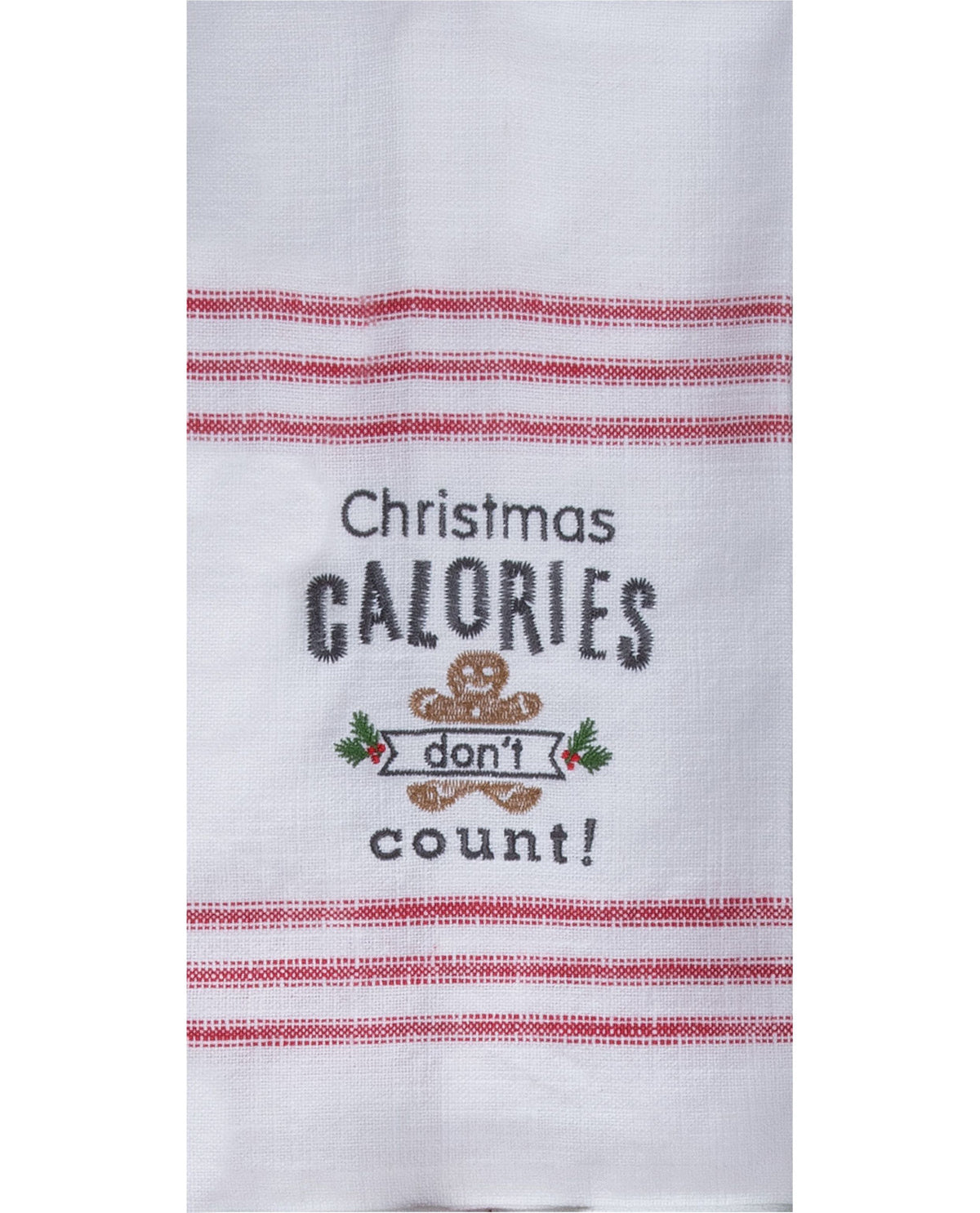 Christmas Calories Embroidered Tea Towel