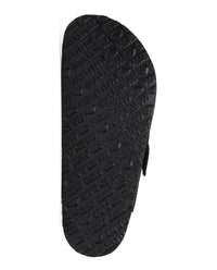 A close-up of a black slide sandal sole, showing the textured tread pattern with the brand name 'PROJECTCLOUD' repeated across the surface, set against a plain white background.