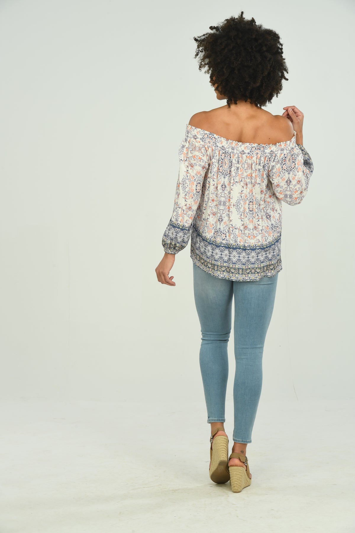 3/4 Sleeve Durham Border Print Blouse