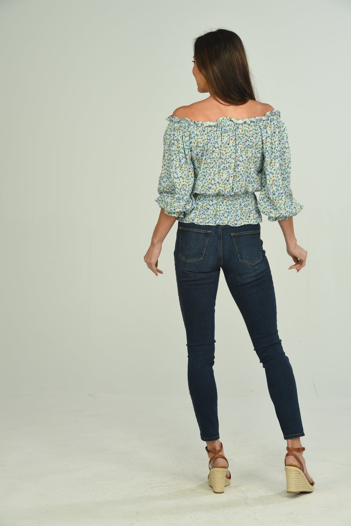 3/4 Sleeve Destin Peasant Print Blouse