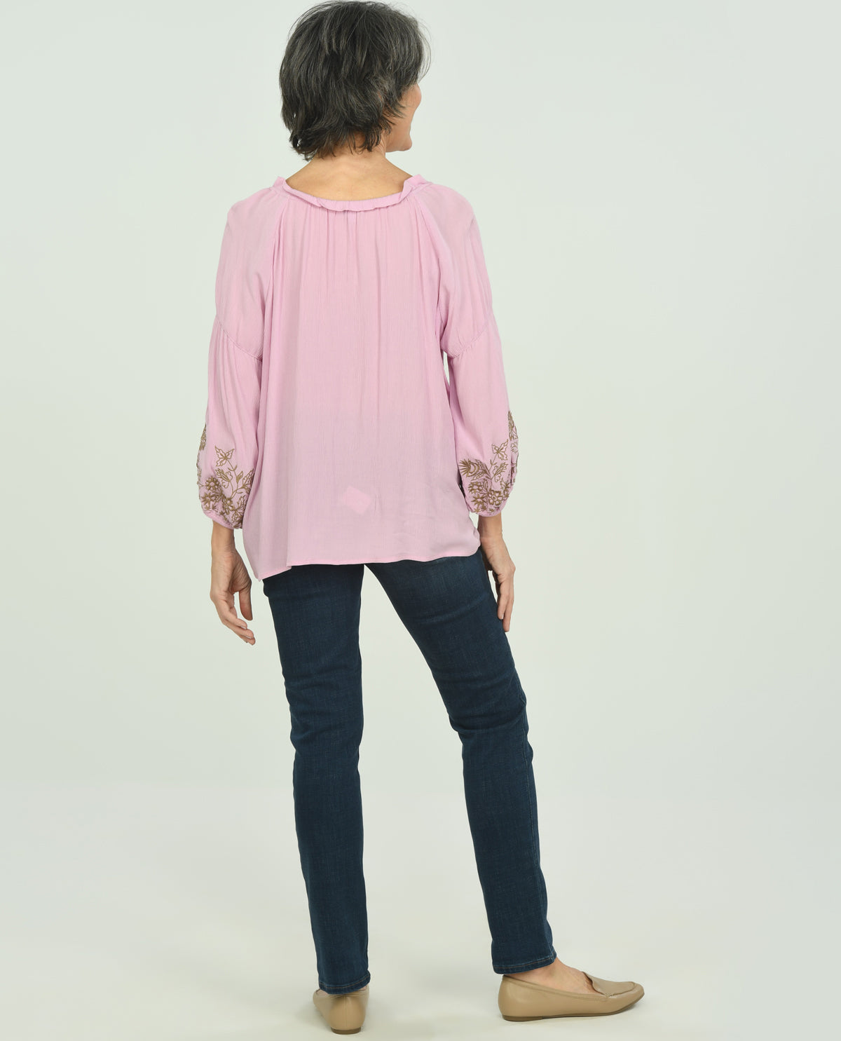 3/4 Sleeve Seneca Embroidered Blouse