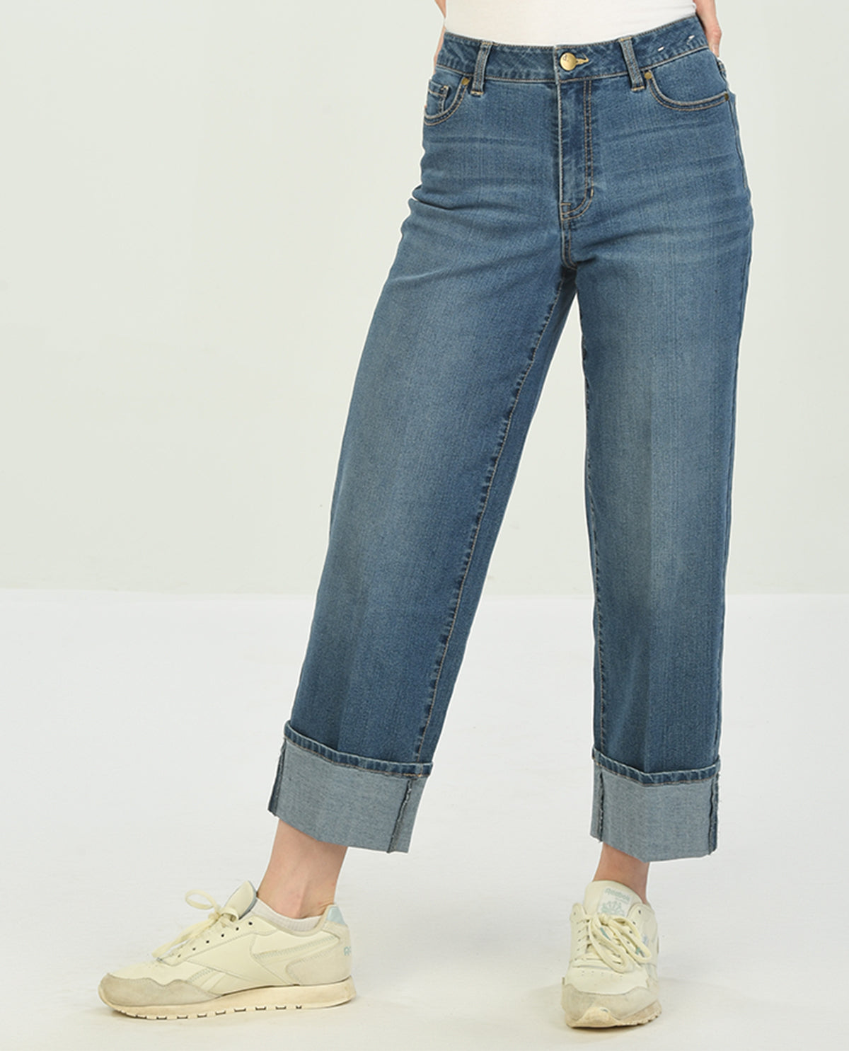 D Jeans Wide Leg Ankle Jean with Cuff