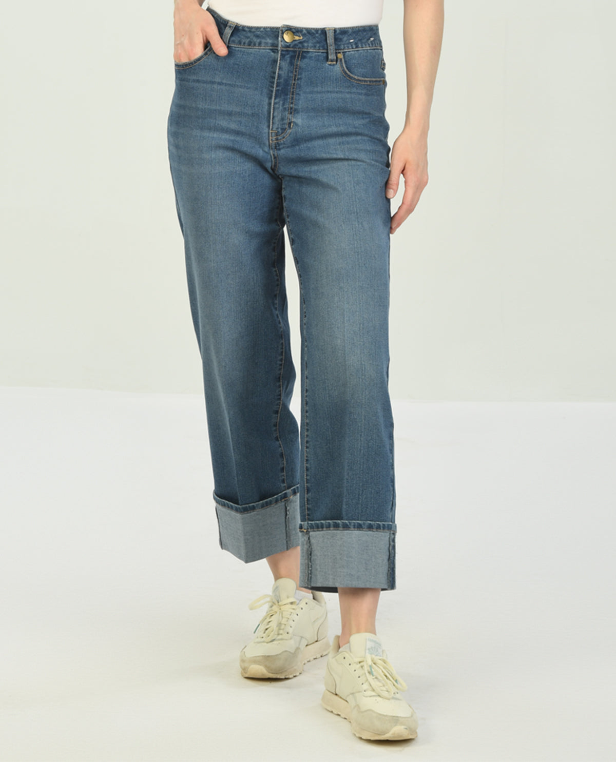 D Jeans Wide Leg Ankle Jean with Cuff