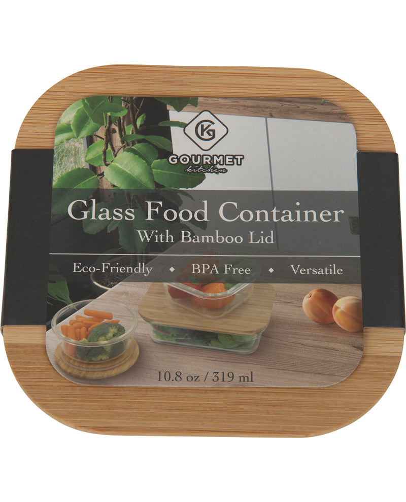 Square Glass Food Storage Container with Bamboo Lid