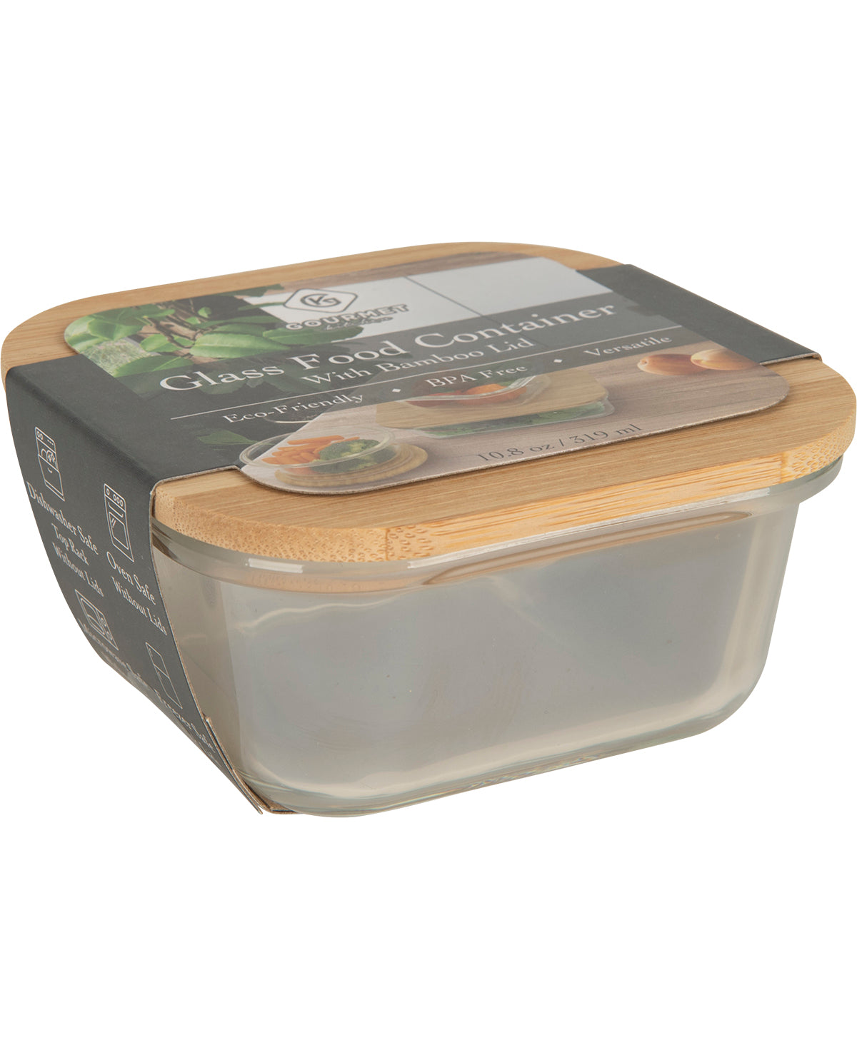 Square Glass Food Storage Container with Bamboo Lid