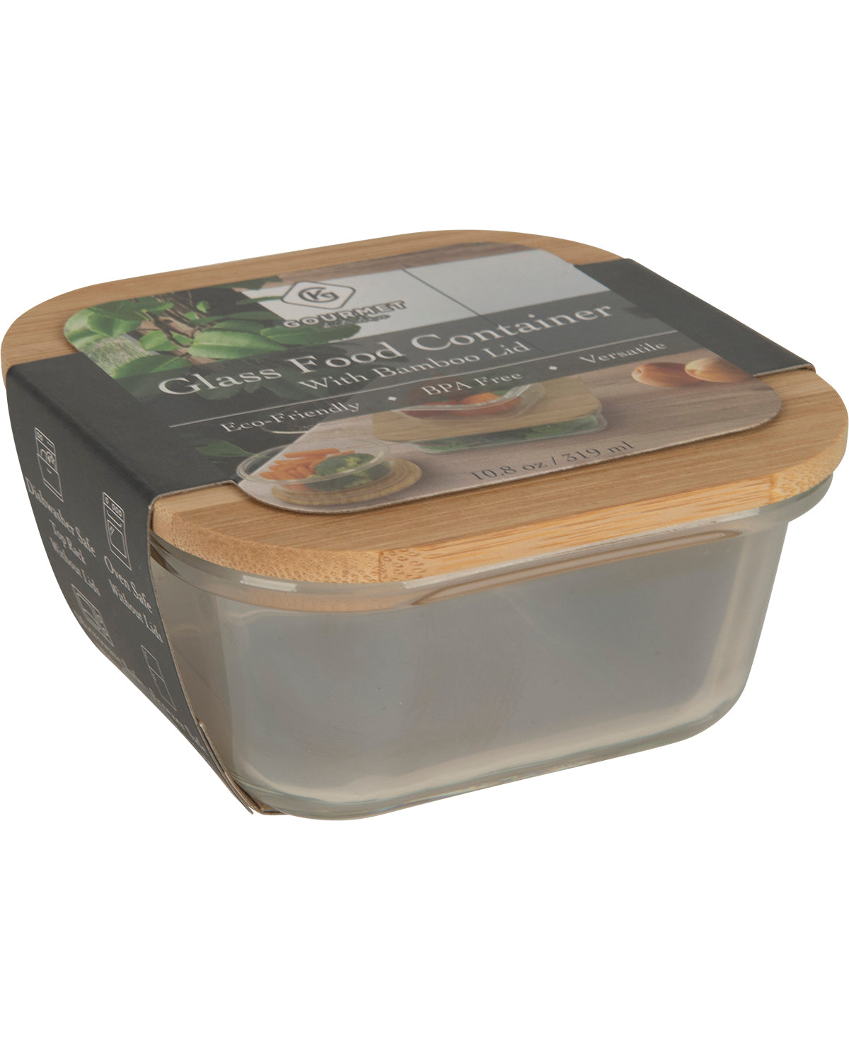 Square Glass Food Storage Container with Bamboo Lid