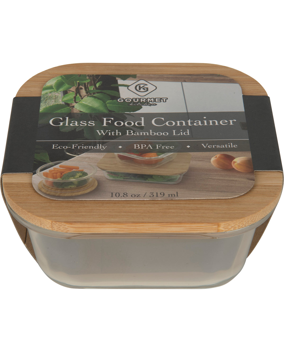 Square Glass Food Storage Container with Bamboo Lid