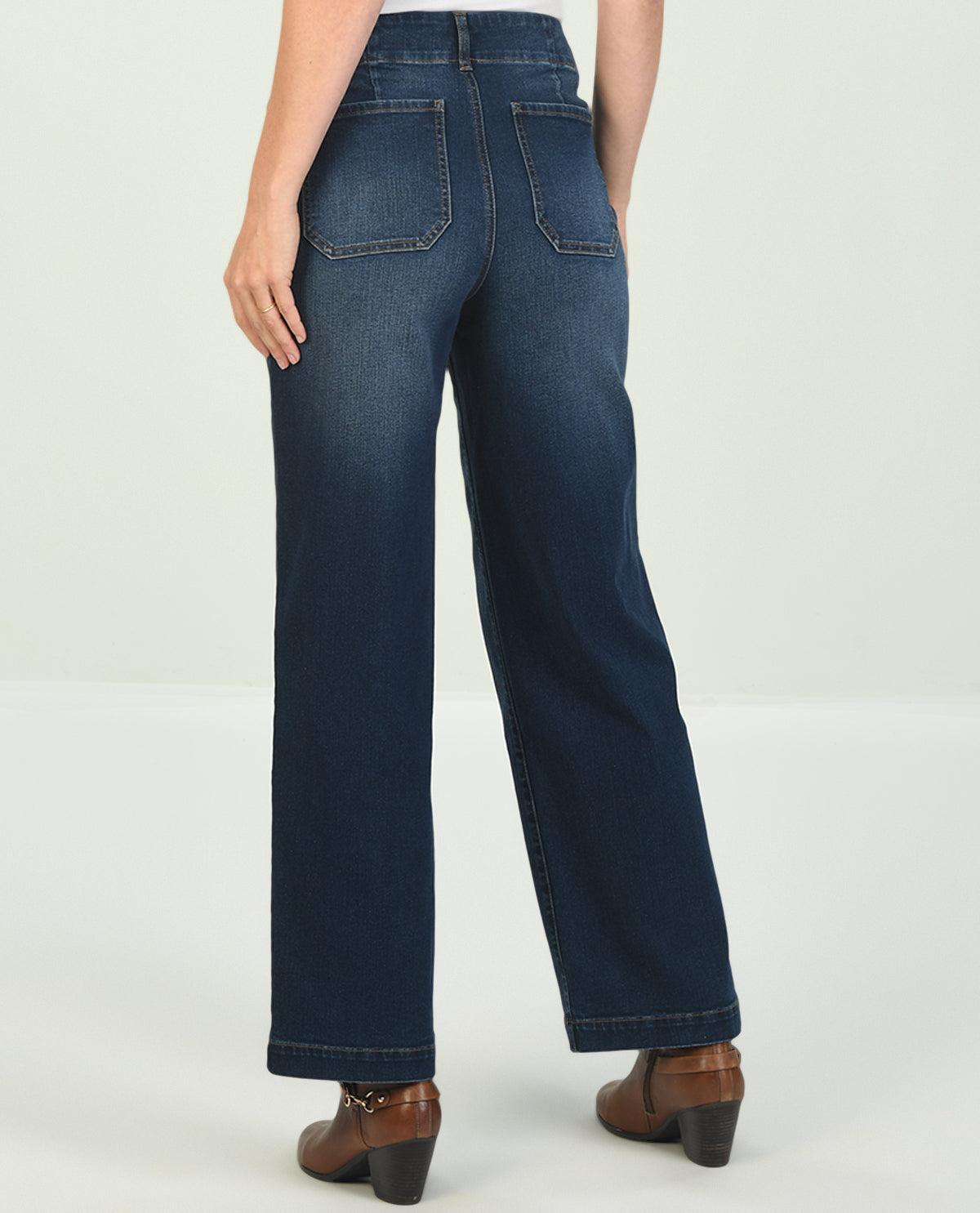 D Jeans Patch Pocket Wide Leg Jean