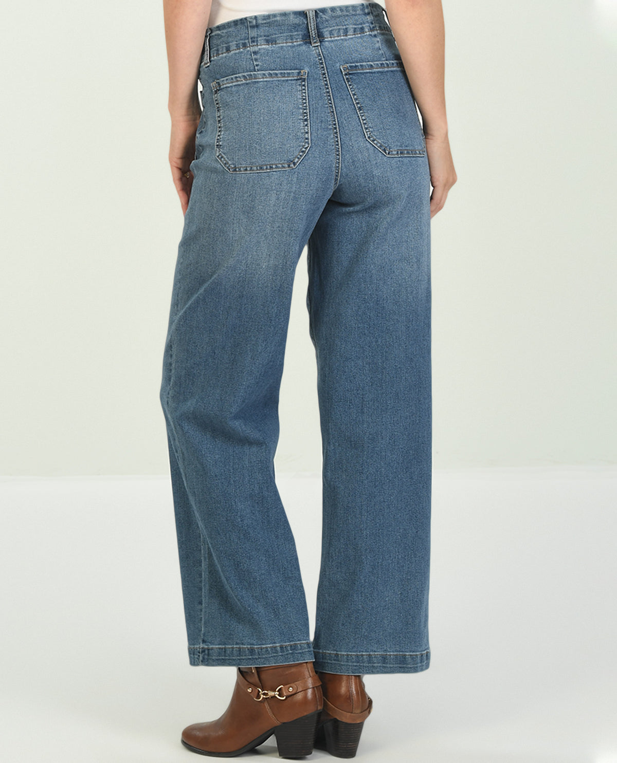 D Jeans Patch Pocket Wide Leg Jean