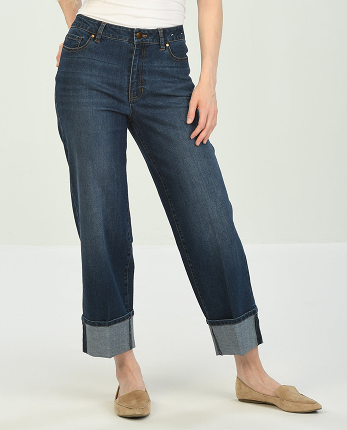 D Jeans Wide Leg Ankle Jean with Cuff