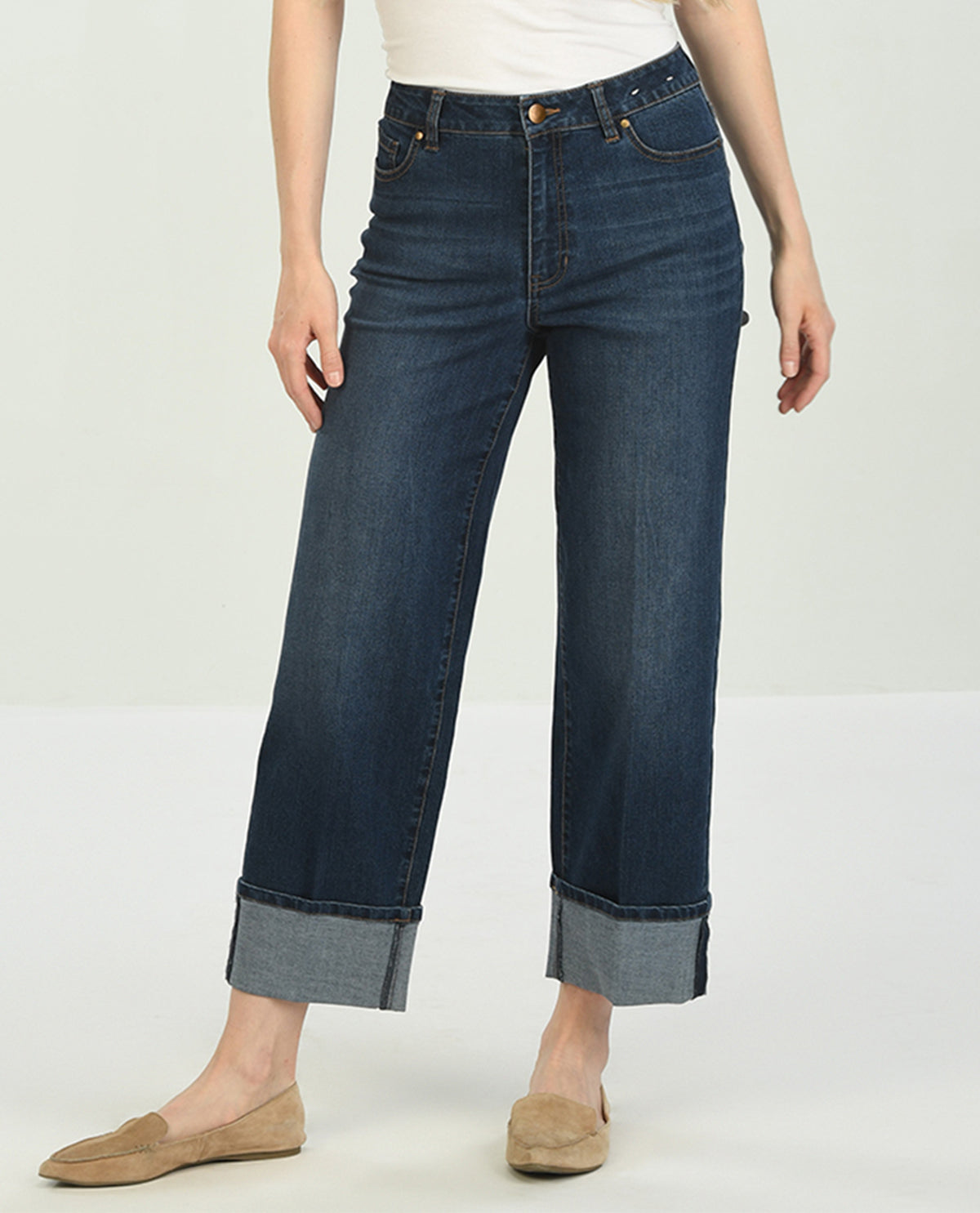 D Jeans Wide Leg Ankle Jean with Cuff