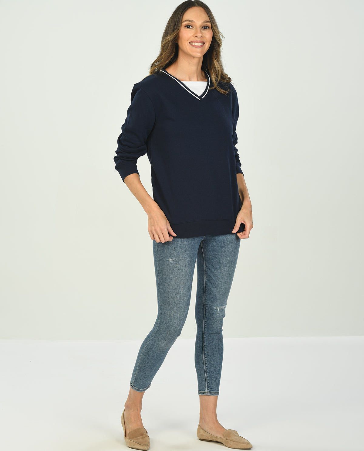 Petite Assorted Basic Fleece V-Neck Tops