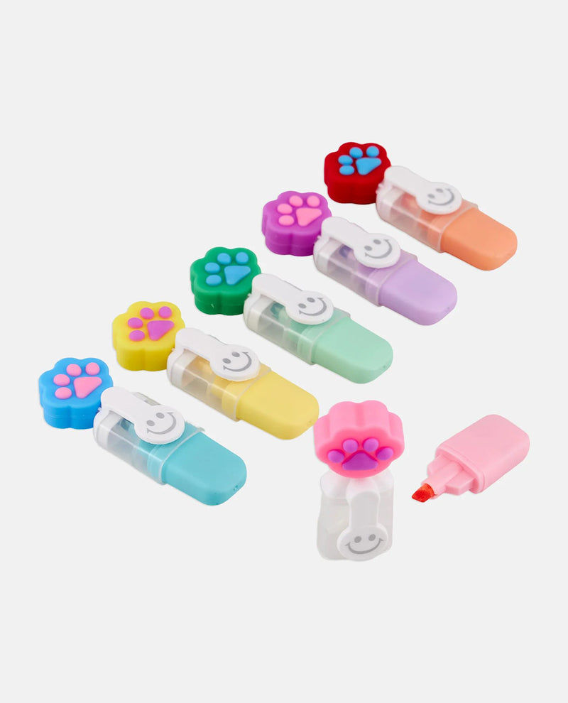 Happy Brights Paw Print Mini Highlighters