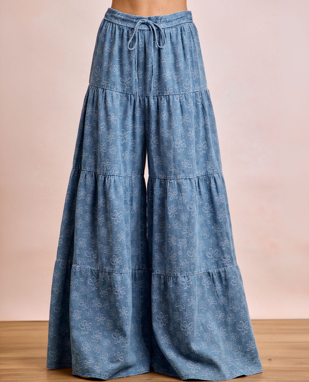 Bibi Floral Tiered Denim Pant