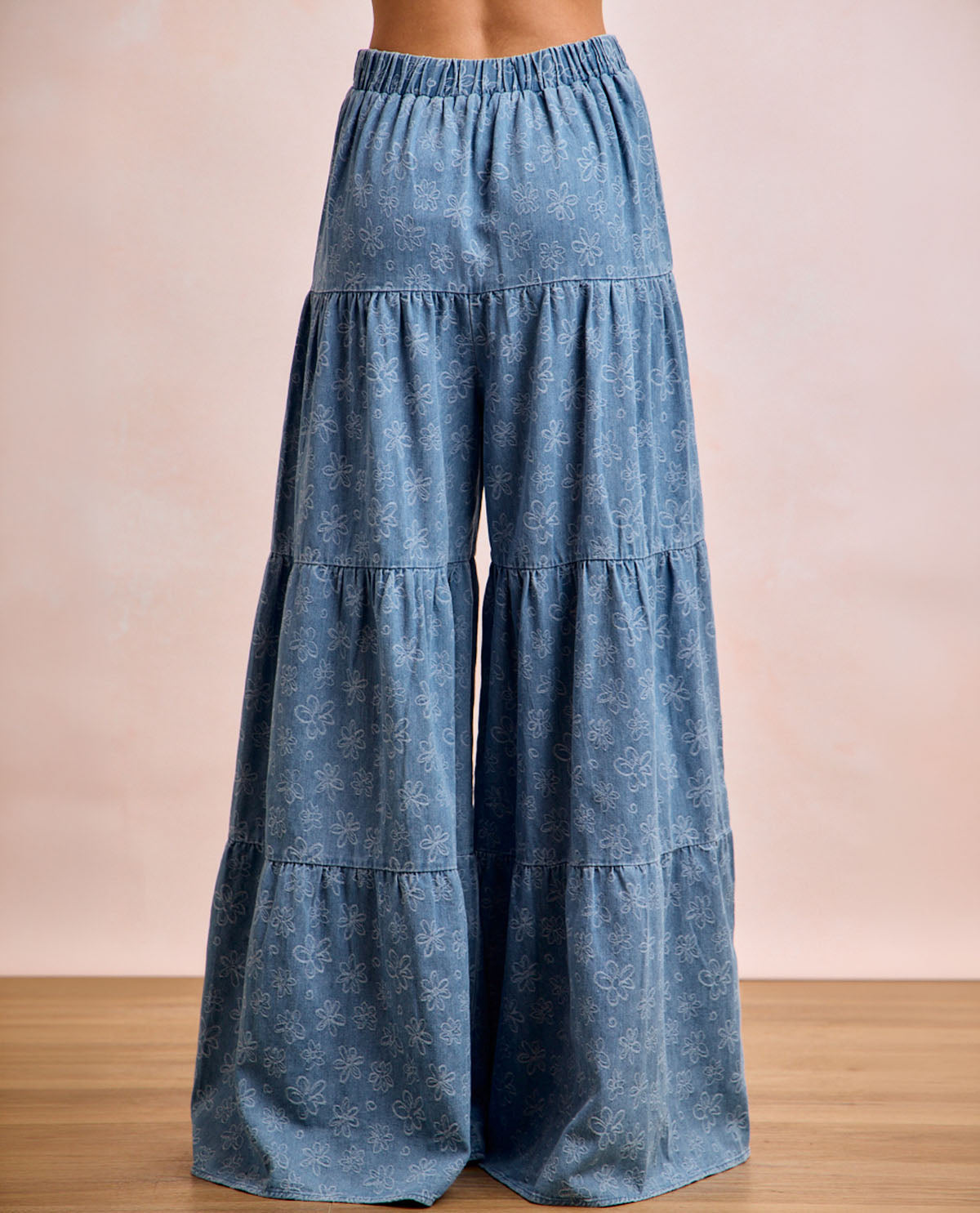 Bibi Floral Tiered Denim Pant