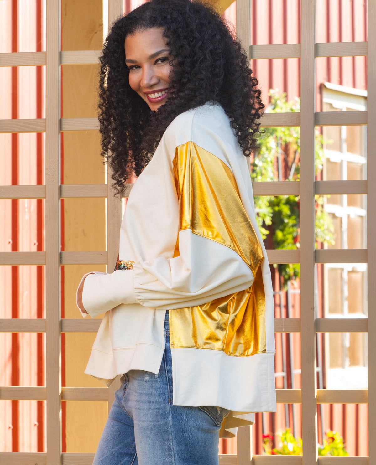 French Terry Gold Foil Holiday Pullover