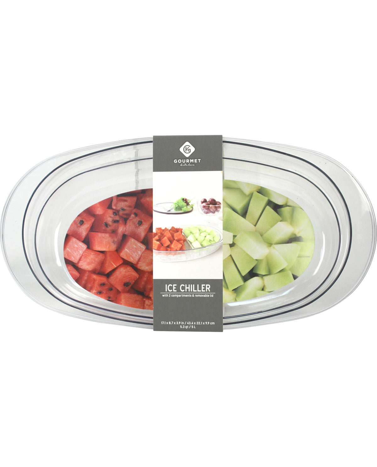 Two Section Oval Fruit & Veggie Chiller with Lid - Medium