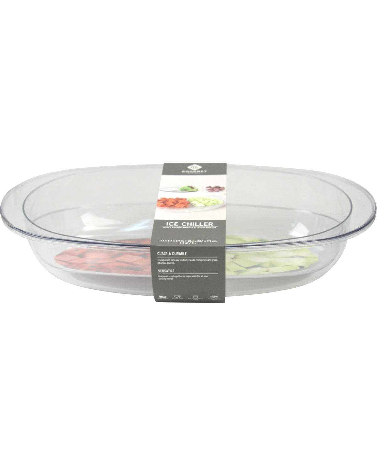 Two Section Oval Fruit & Veggie Chiller with Lid - Medium