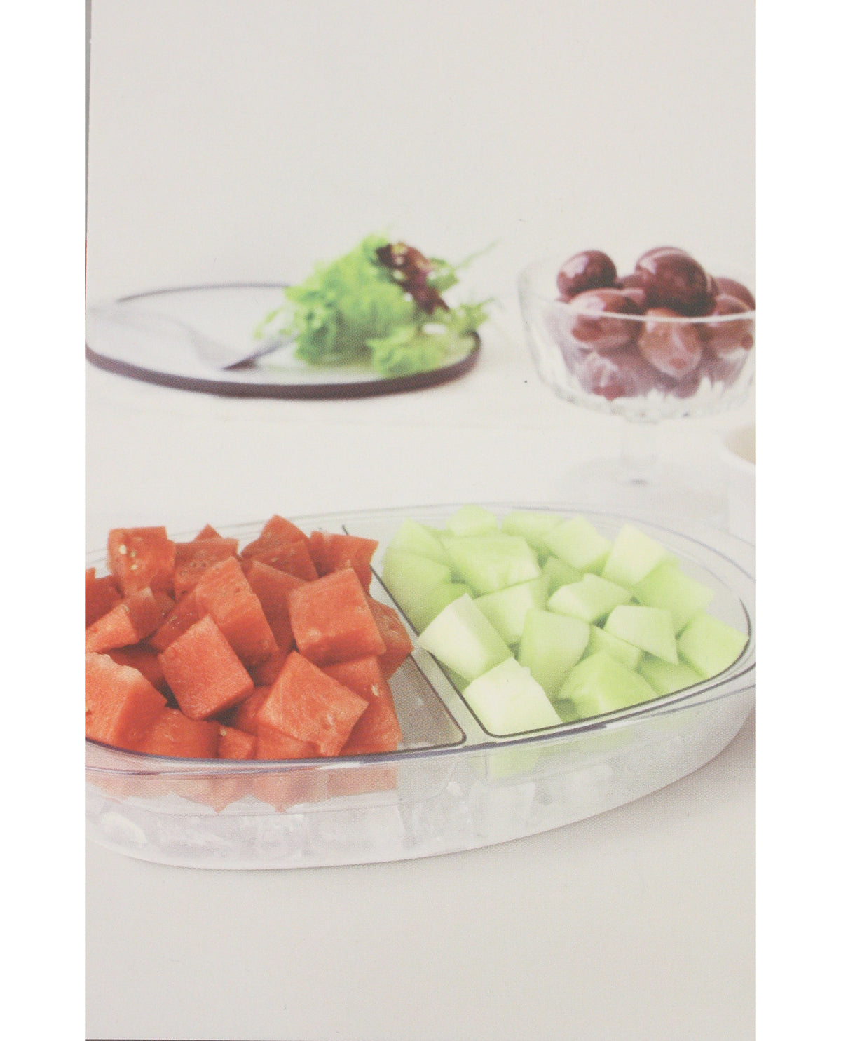 Two Section Oval Fruit & Veggie Chiller with Lid - Medium