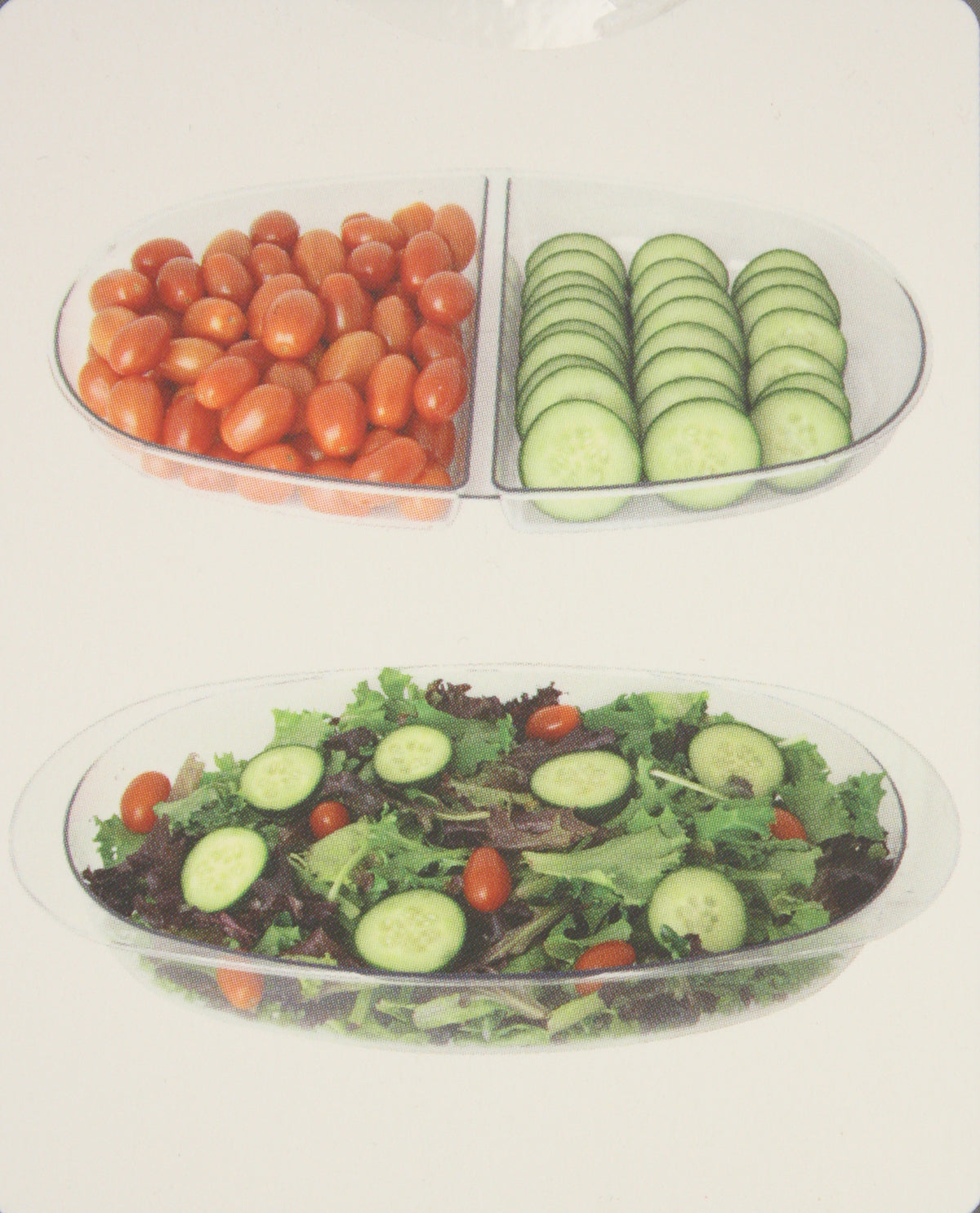 Two Section Oval Fruit & Veggie Chiller with Lid - Medium