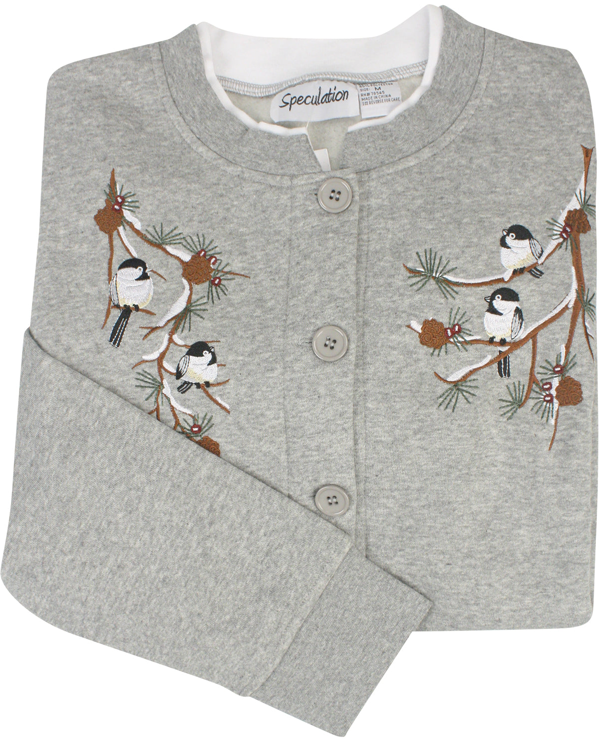 Speculation Petite Embroidered Fleece Cardigan