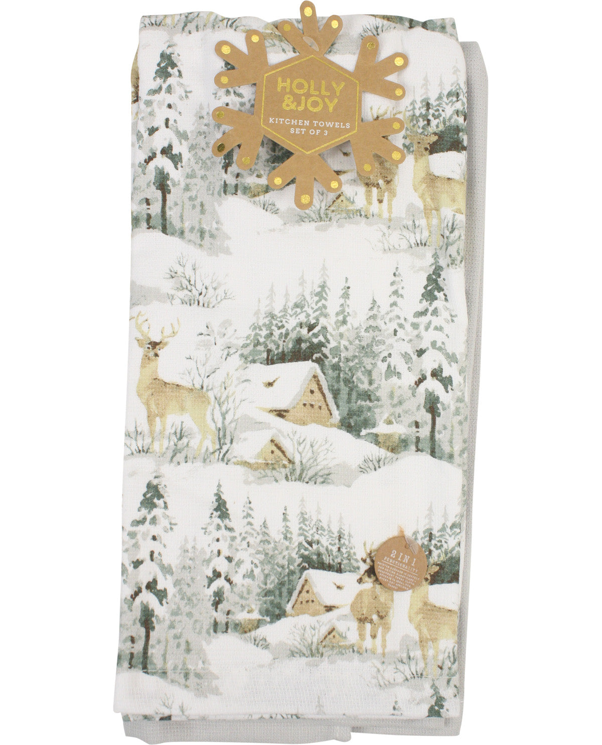 Deer & Snow Holiday Kitchen Towels - Three Pack