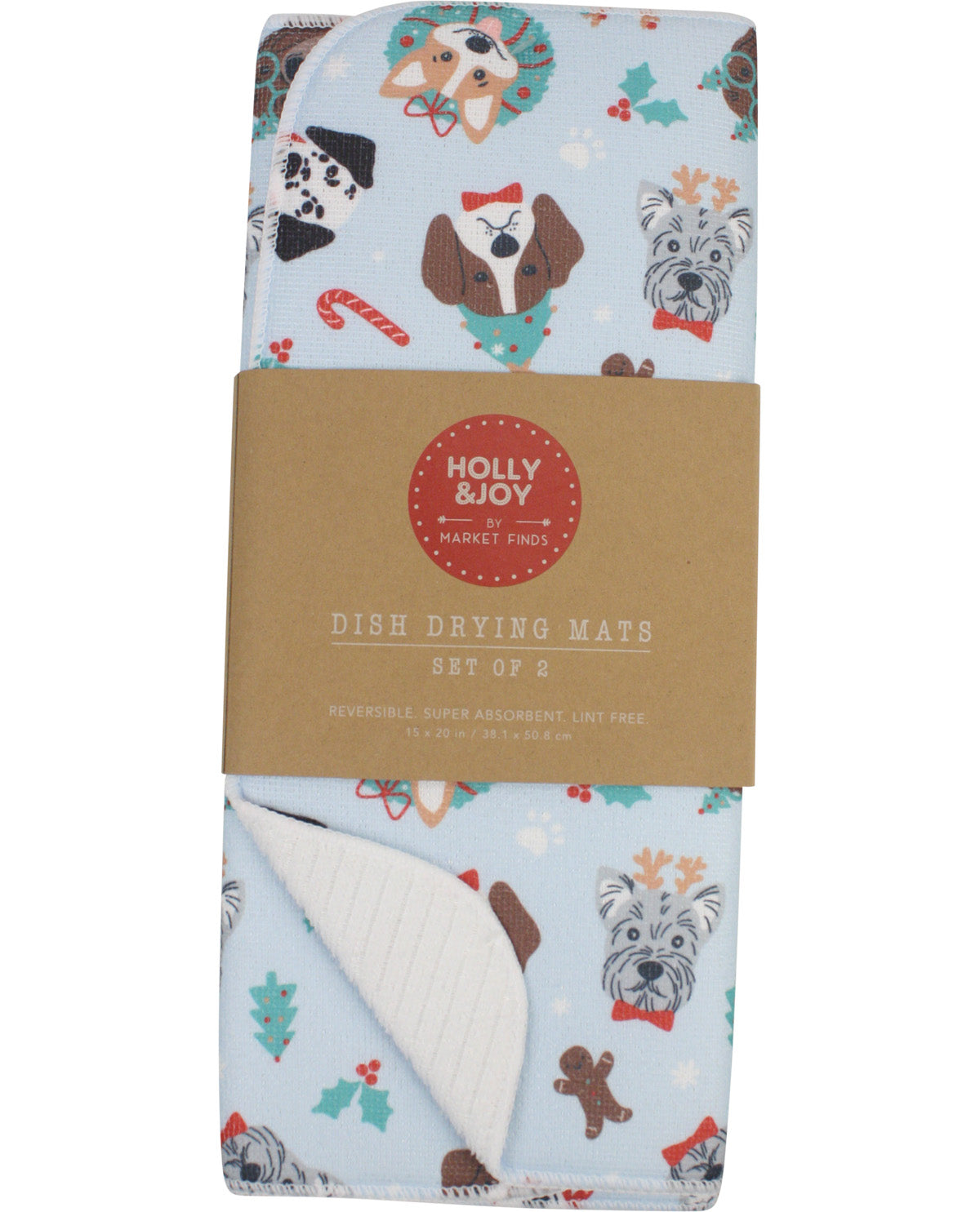 Christmas Dogs Kitchen Drying Mats - Two Pack