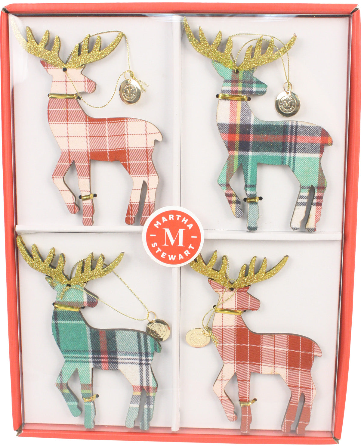 Martha Stewart Reindeer Decorative Tree Ornaments - Set of Four