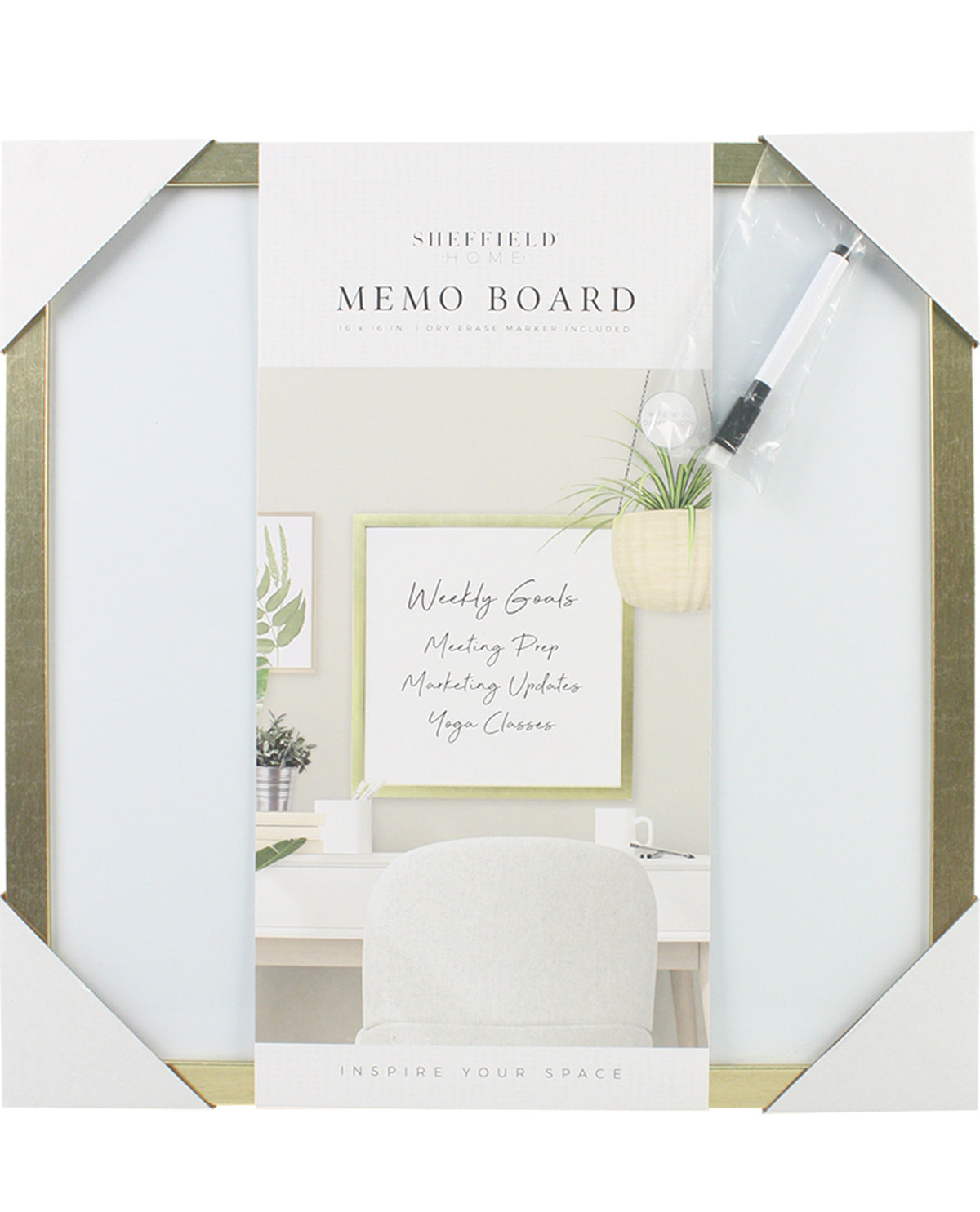 Gold Trim Blank Dry Erase Board