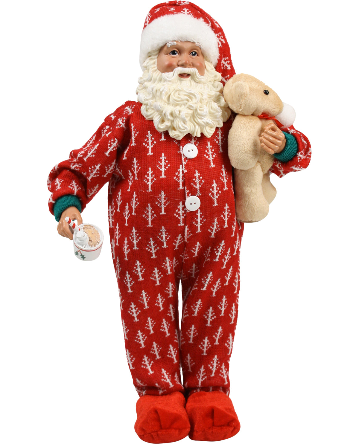 Christmas Santa with Teddy Bear and Hot Cocoa