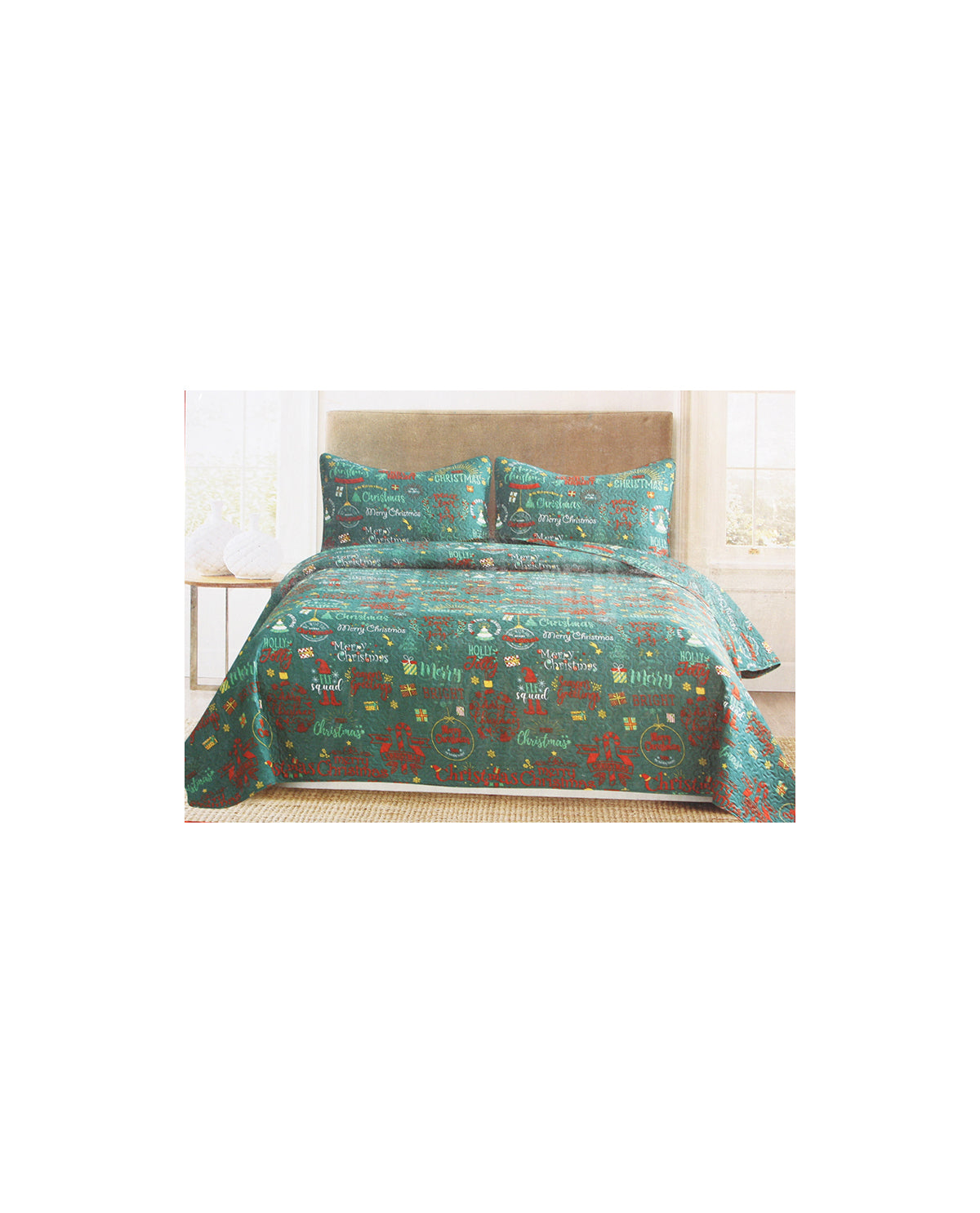 King Holiday Candy Cane Three Piece Quilt Set