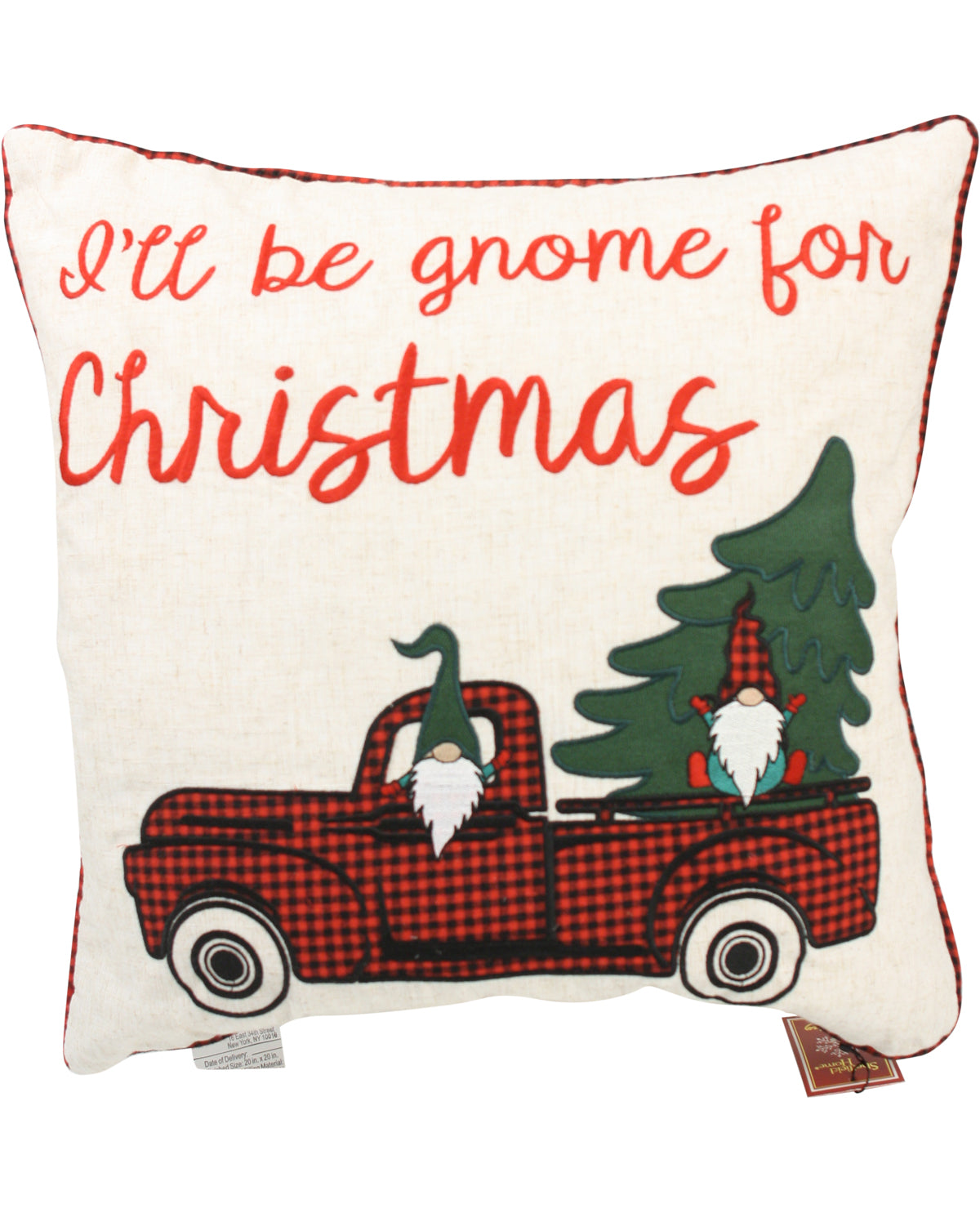 Red Truck Buffalo Plaid Holiday Decorative Pillow