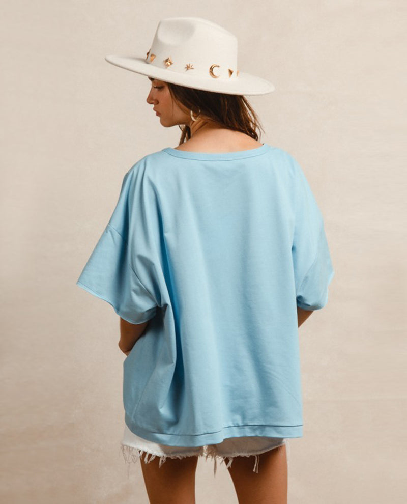 Bibi Patchwork USA Top Lt Denim