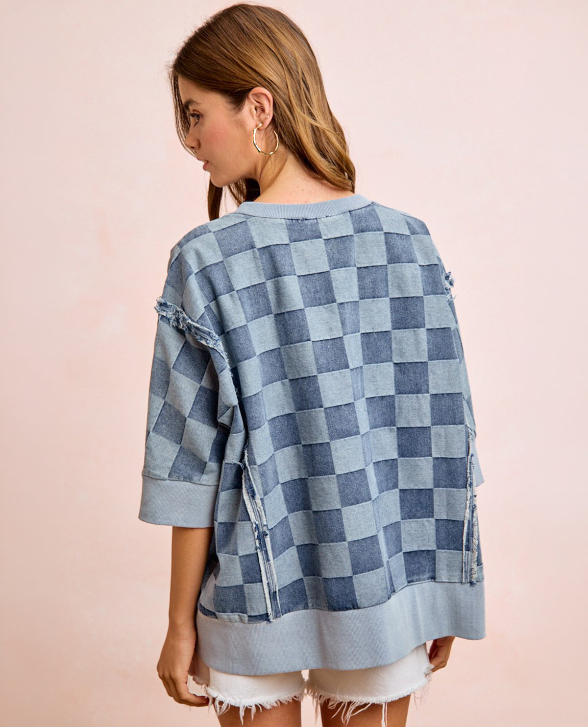 Bibi Checkered Denim Top