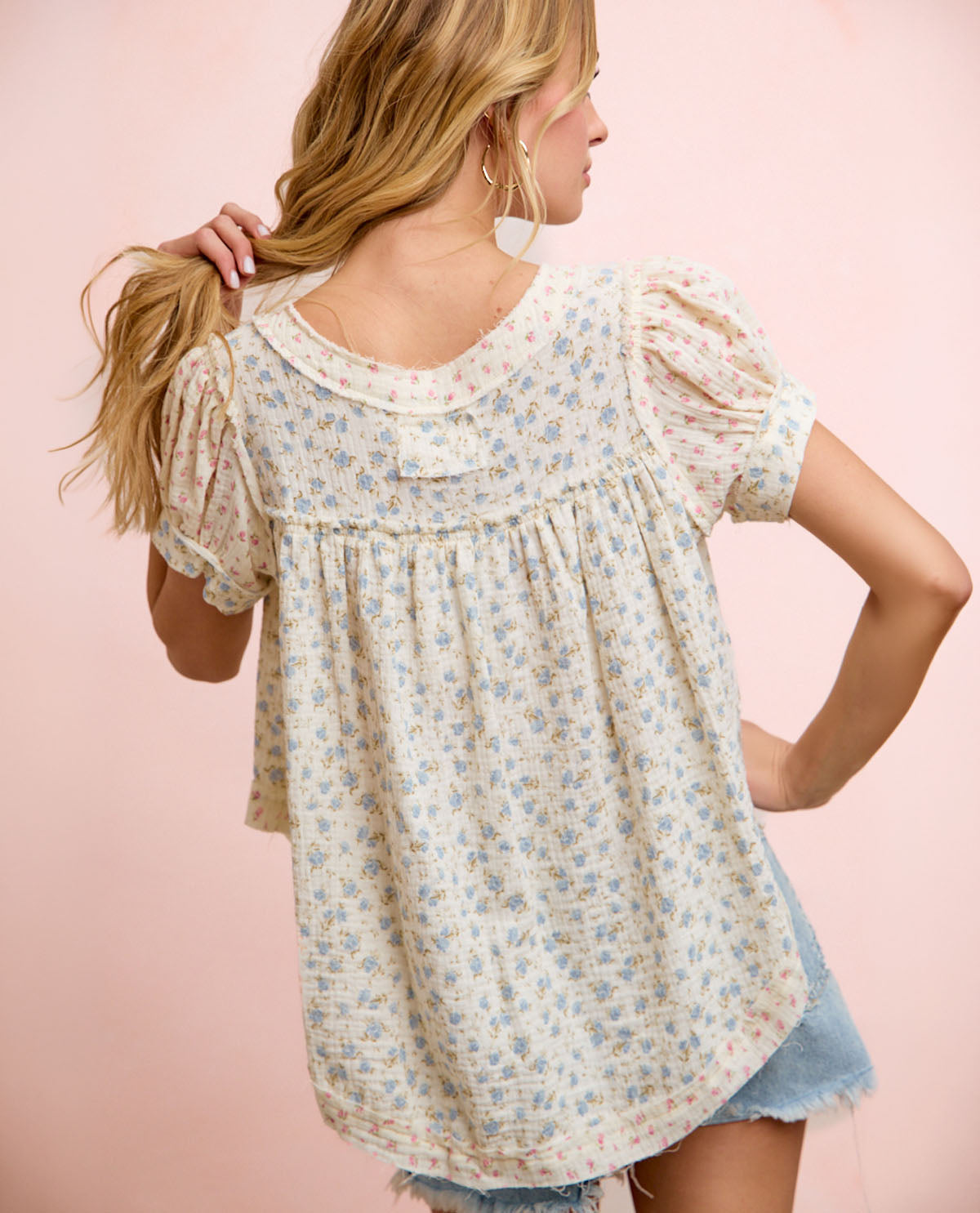 Bibi Floral Crinkle Top